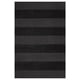 Dark grey striped rug, rectangular, soft low pile, timeless pattern.