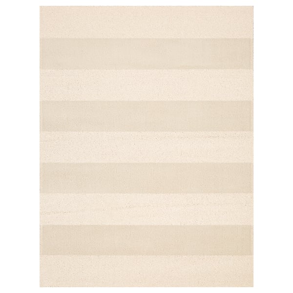A rectangular, off-white LANDSVÄG rug with a textured, striped pattern. Made of polypropylene and polyester.