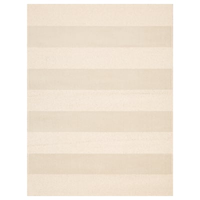 A rectangular, off-white LANDSVÄG rug with a textured, striped pattern. Made of polypropylene and polyester.