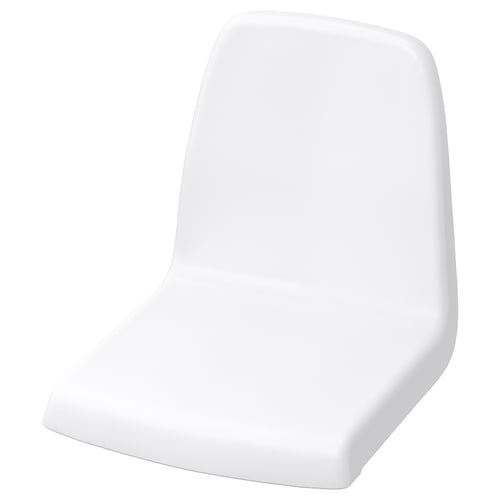 White childrens chair, smooth rounded design, made from polypropylene plastic.