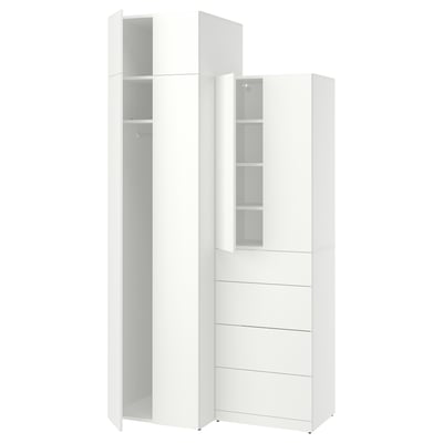 LASTARE Wardrobe combination, white/with height extension unit, 120x62x236 cm