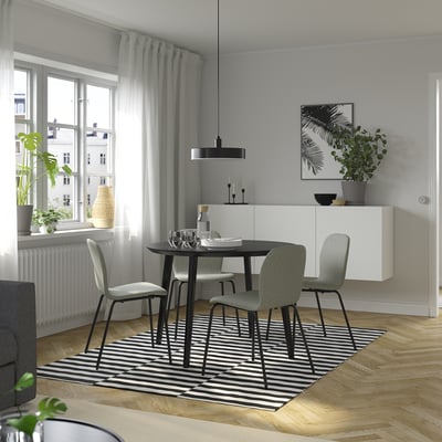 LISABO / KARLPETTER Table and 4 chairs, black/Gunnared light green black, 105 cm