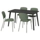 LISABO / VIHALS Table and 4 chairs, black green/Tibbleby grey-green, 140x78 cm