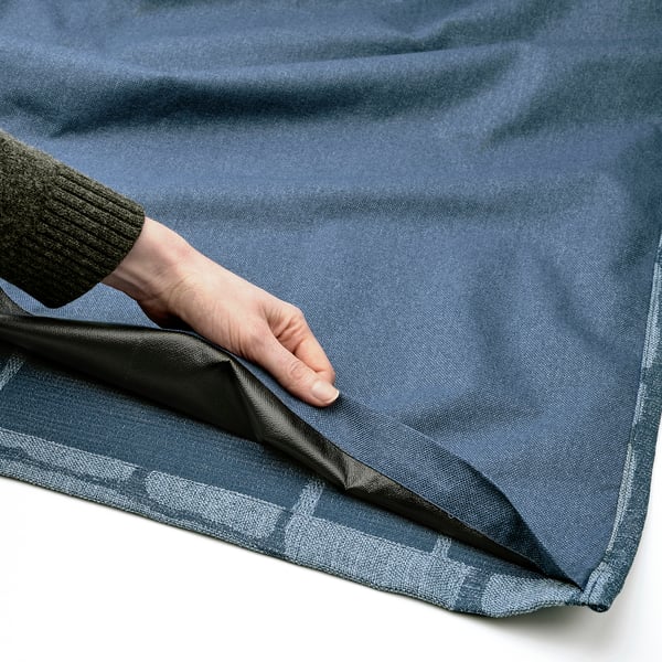 LÖNNSTÄVMAL Block-out curtains, 1 pair, blue/with heading tape, 145x300 cm