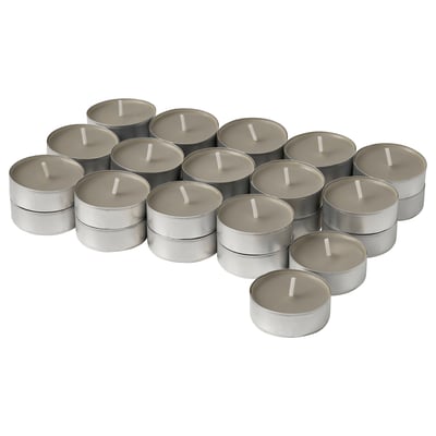 LOTSFÅGEL Scented tealight, Sandalwood & patchouli brown, 3.5 hr