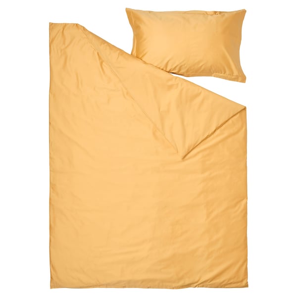 LUKTJASMIN Duvet cover and pillowcase, yellow, 150x200/50x80 cm