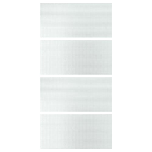 LUNDBRÄSMA 4 panels for sliding door frame, checkered glass, 100x201 cm
