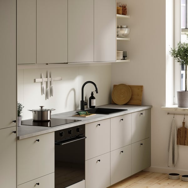 LYSEKIL Wall panel, double sided light grey/concrete effect matt white, 119.6x55 cm