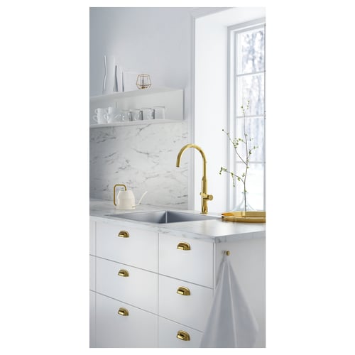 LYSEKIL wall panel, double sided white marble effect/black/white mosaic