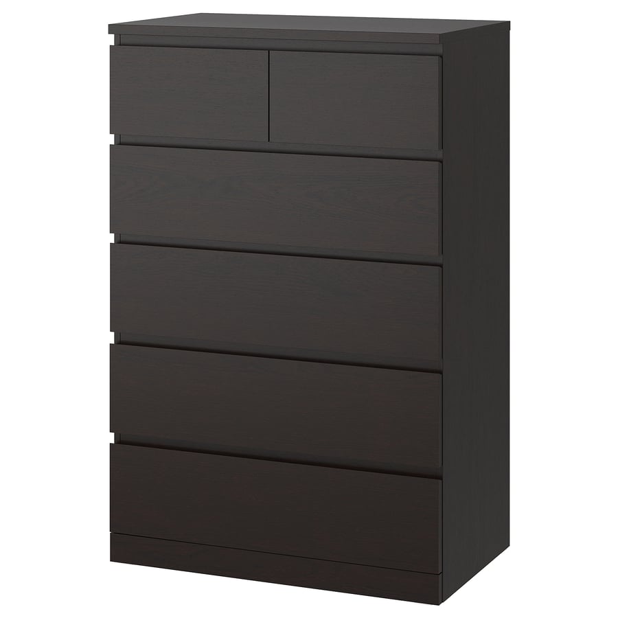 MALM chest of 6 drawers, blackbrown, 80x123 cm IKEA
