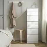 MALM Chest of 6 drawers, white/mirror glass, 40x123 cm
