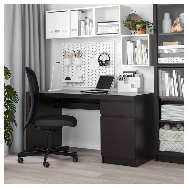 MALM Desk, black-brown, 140x65 cm