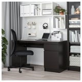 MALM Desk, black-brown, 140x65 cm