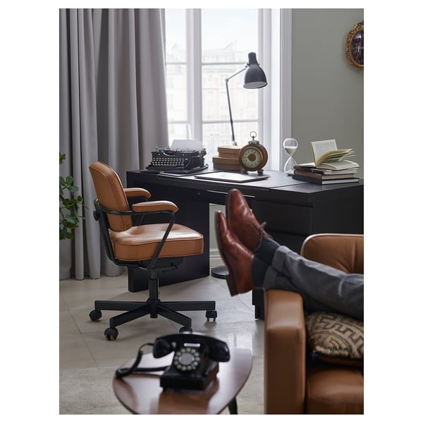 MALM Desk, black-brown, 140x65 cm