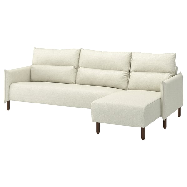 MANNARP 4-seat sofa with chaise longue, Gunnared beige