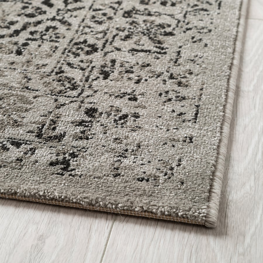 MANSTRUP rug, low pile, grey antique look/floral patterned, 80x200 cm
