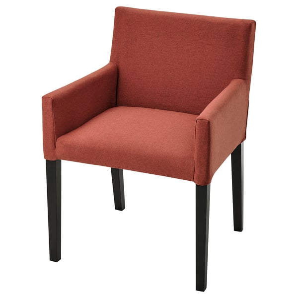 MÅRENÄS Chair with armrests, black/Gunnared red-brown