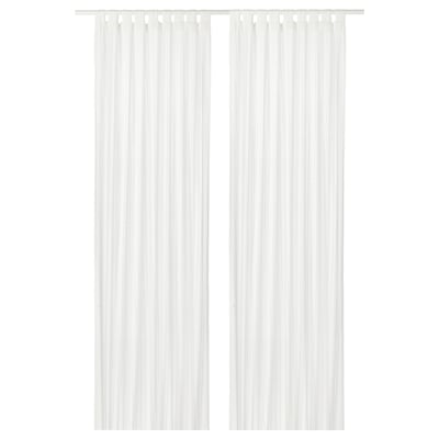 MATILDA Sheer curtains, 1 pair, white/with tab top, 140x300 cm