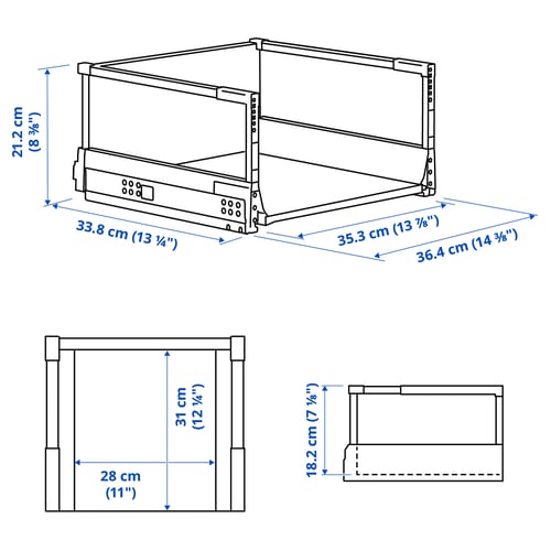 Illustration with measurements for the product: MAXIMERA.