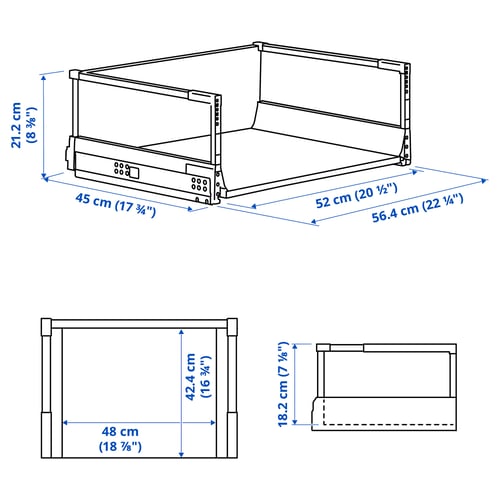Illustration with measurements for the product: MAXIMERA.