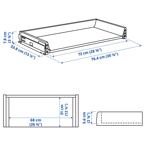 MAXIMERA Drawer, low, white, 80x37 cm
