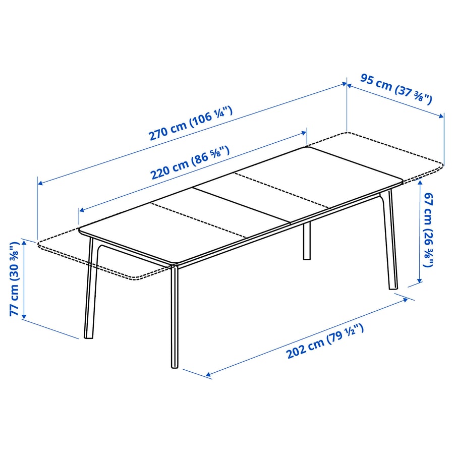 MELLANSEL Extendable table, brown, 220/270x95 cm IKEA