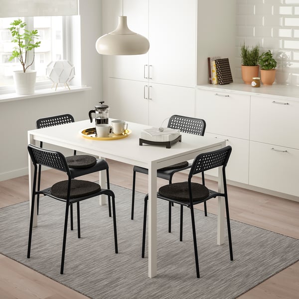 Melltorp Adde Table And 4 Chairs White Black Ikea