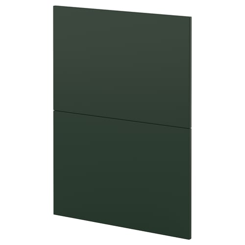 Dark green kitchen cabinet door, rectangular, glossy finish, fiberboard material.