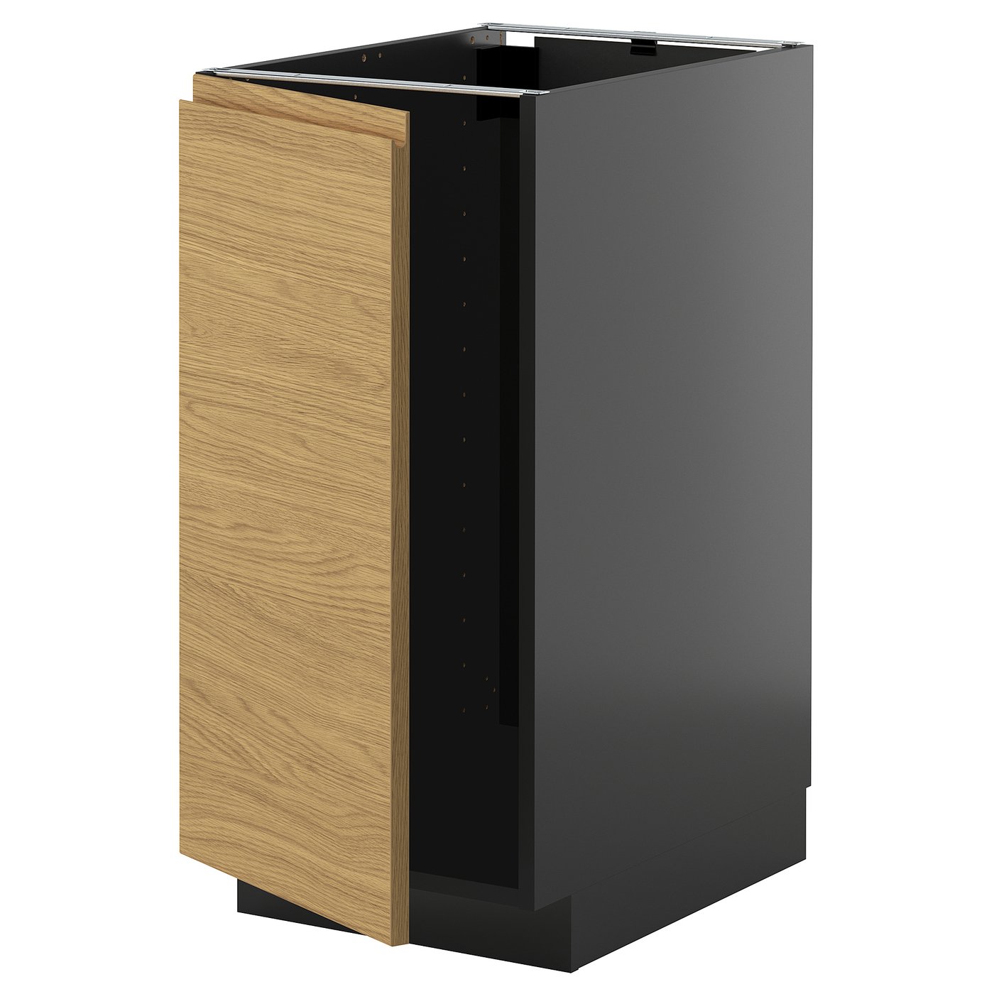 IKEA METOD Base cabinet for sink with waste sorting 40x60 cm black-grey/VOXTORP oak effect