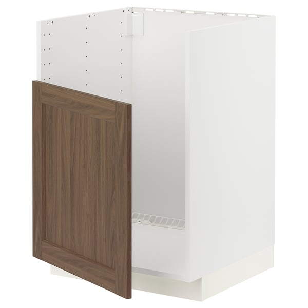METOD Base cab f TALLSJÖN sink, white Enköping/brown walnut effect, 60x60 cm