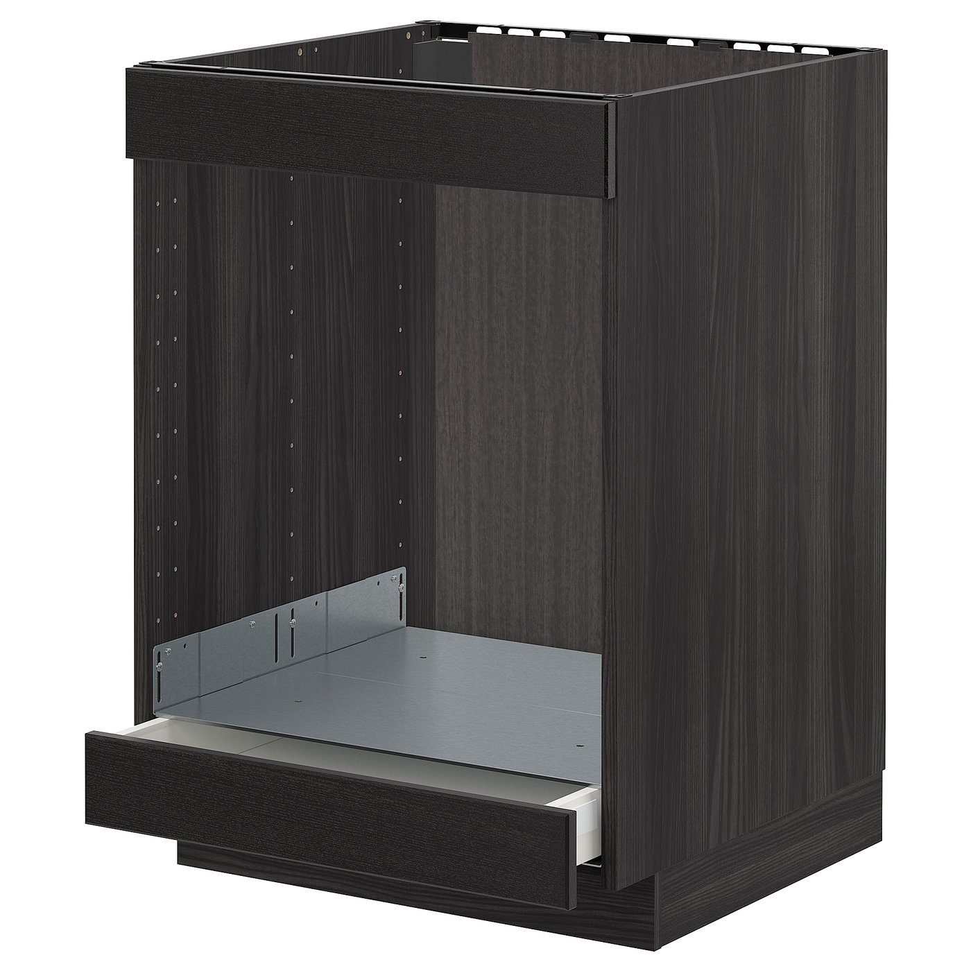 IKEA METOD Base cabinet for hob and oven with drawer 60x60 cm LERHYTTAN black stained