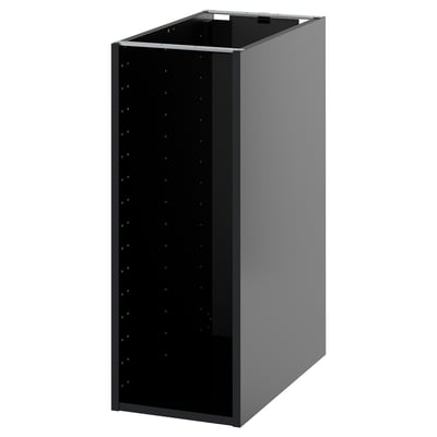 A black METOD kitchen cabinet with a dark grey finish, featuring a rectangular shape and perforated back panel.