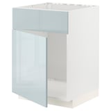 METOD Base cabinet f sink w door/front, white/Kallarp light grey-blue, 60x60 cm