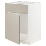 METOD Base cabinet f sink w door/front, white/Stensund beige, 60x60 cm