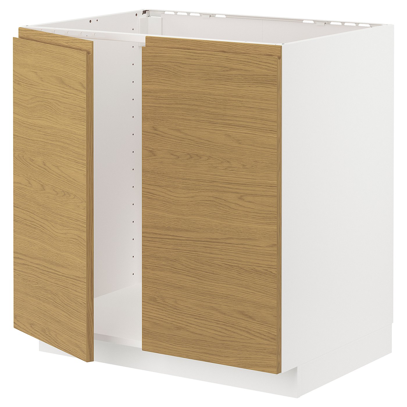 IKEA METOD Base cabinet for sink with 2 doors 80x60 cm white/VOXTORP oak effect