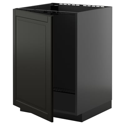 METOD Base cabinet for sink, black-grey/Bodbyn black, 60x60 cm