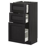 METOD Base cabinet with 3 drawers, black/Lerhyttan black stained, 40x37 cm