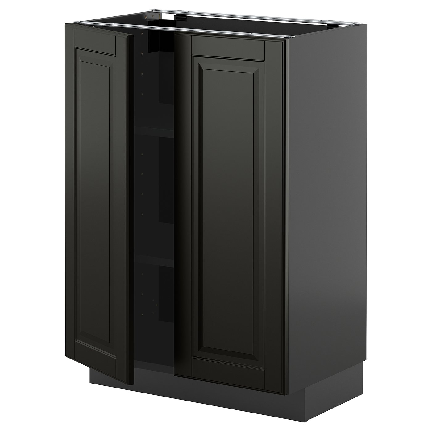 IKEA METOD Base cabinet with shelves/2 doors 60x37 cm black-grey/BODBYN black