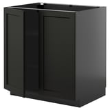 METOD Base cabinet with shelves/2 doors, black-grey/Lerhyttan black stained, 80x60 cm