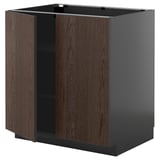METOD Base cabinet with shelves/2 doors, black-grey/Sinarp brown, 80x60 cm