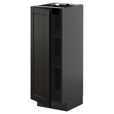 METOD Base cabinet with shelves, black-grey/Bodbyn black, 30x37 cm