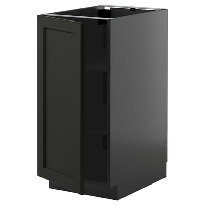 METOD Base cabinet with shelves, black-grey/Lerhyttan black stained, 40x60 cm