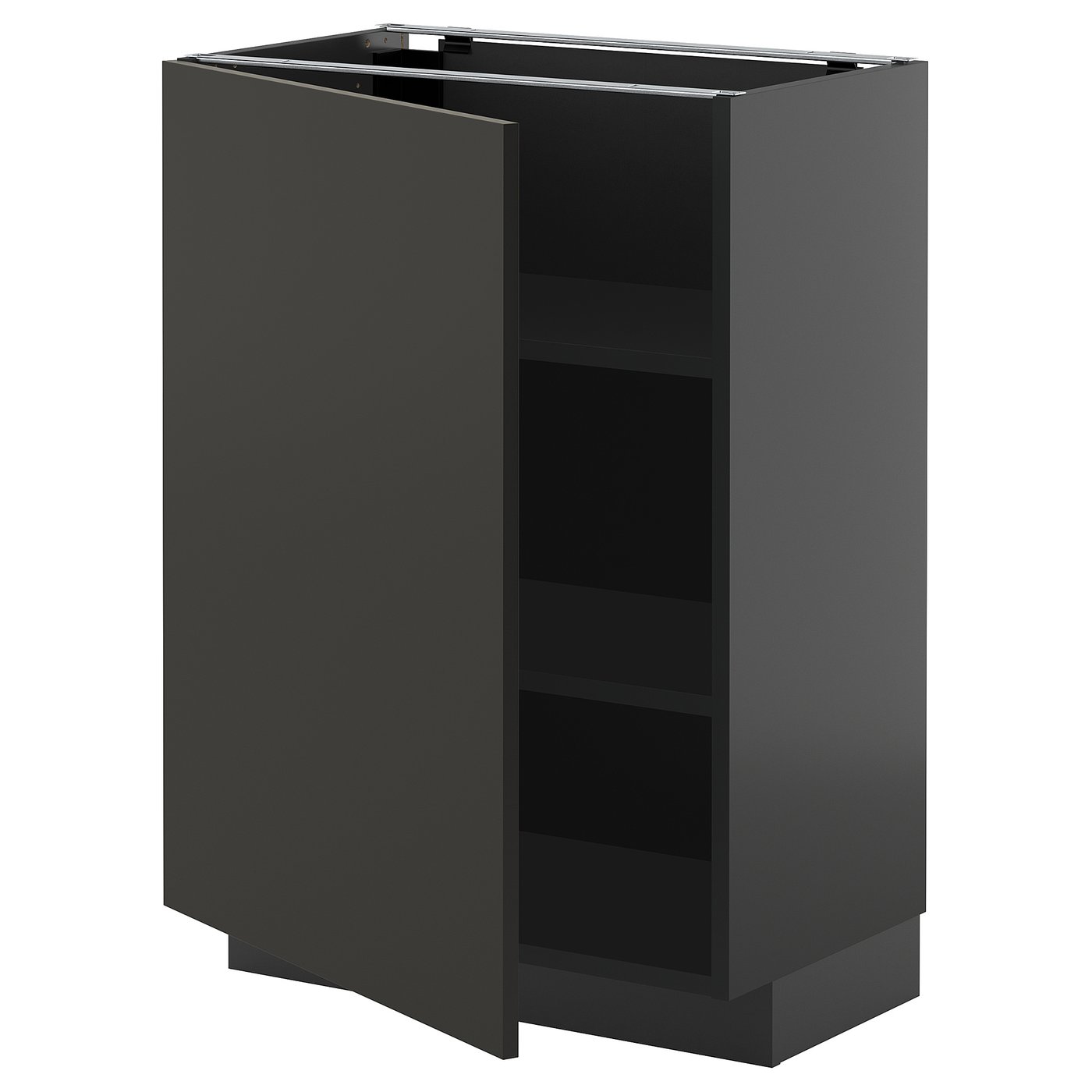 IKEA METOD Base cabinet with shelves 60x37 cm black-grey/Nickebo matt anthracite