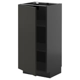 METOD Base cabinet with shelves, black-grey/Nickebo matt anthracite, 40x37 cm