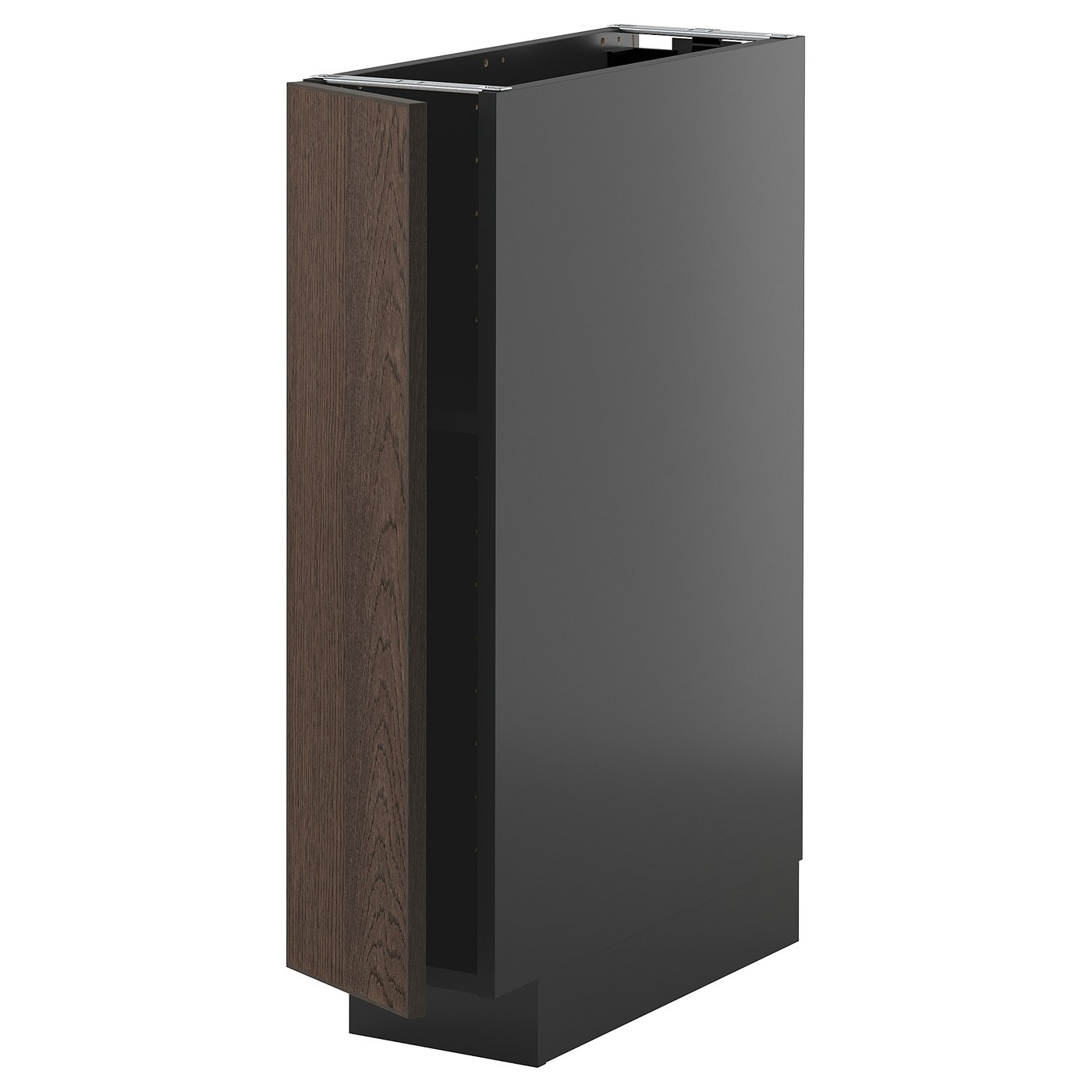 IKEA METOD Base cabinet with shelves 20x60 cm black-grey/SINARP brown