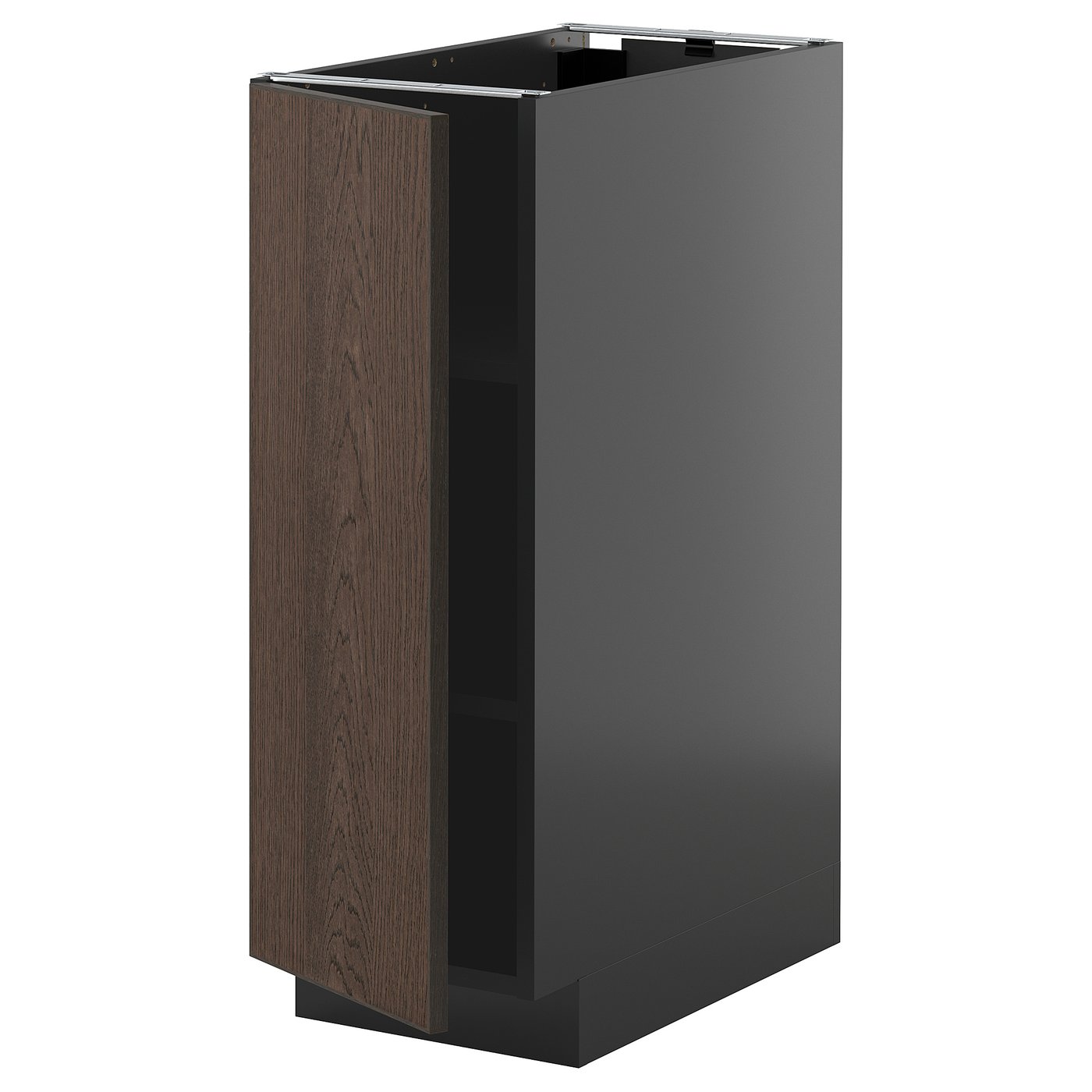 IKEA METOD Base cabinet with shelves 30x60 cm black-grey/SINARP brown