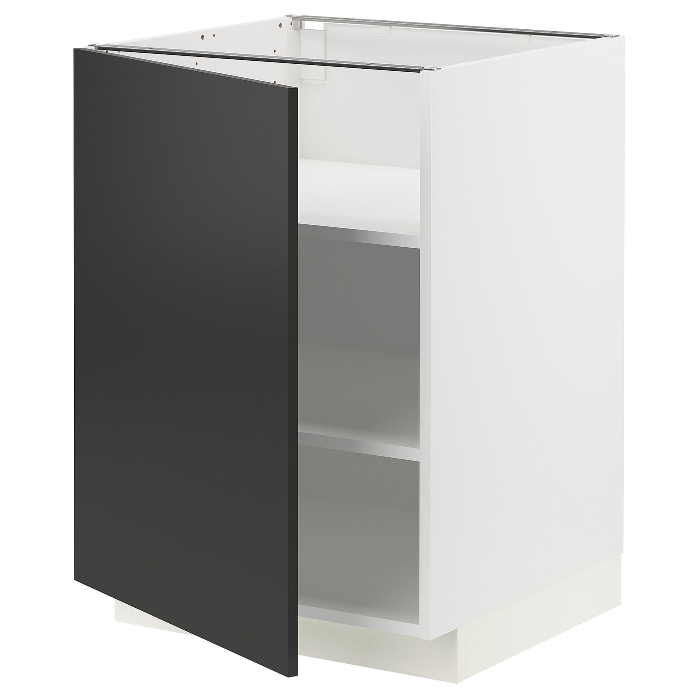 IKEA METOD Base cabinet with shelves 60x60 cm white/Nickebo matt anthracite