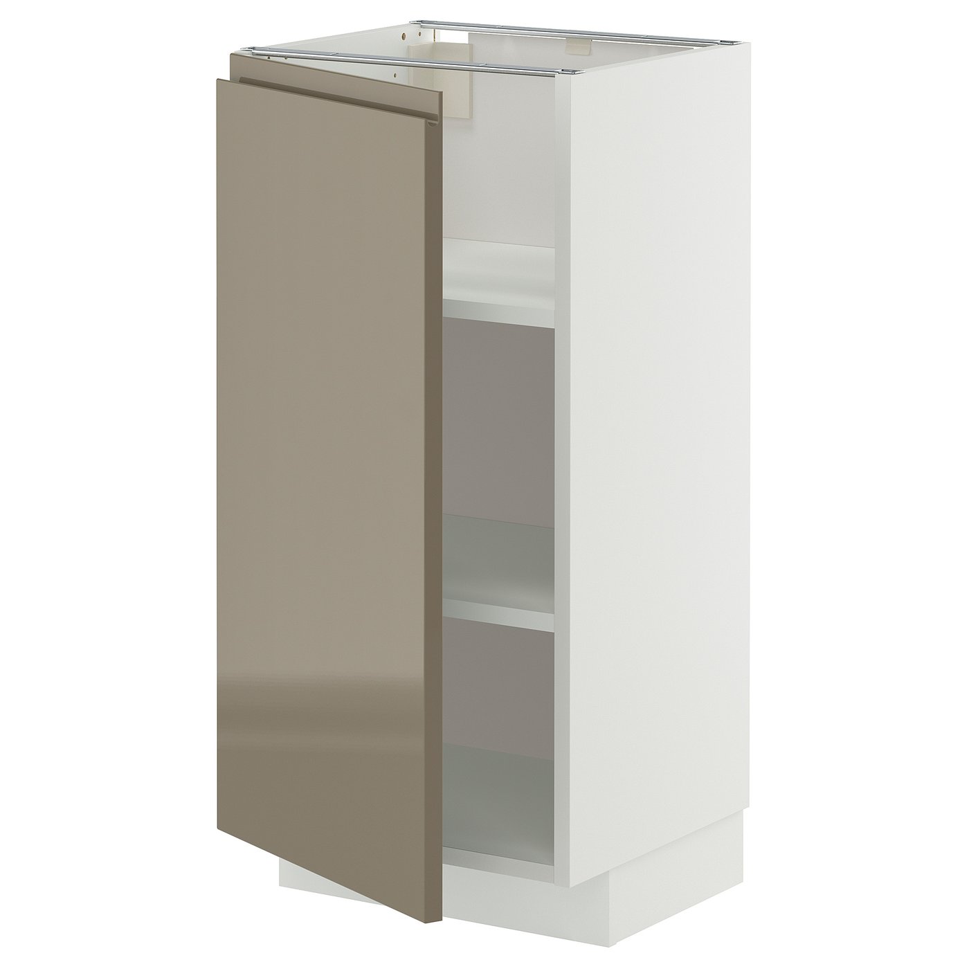 IKEA METOD Base cabinet with shelves 40x37 cm white/VOXTORP High-gloss dark grey-brown