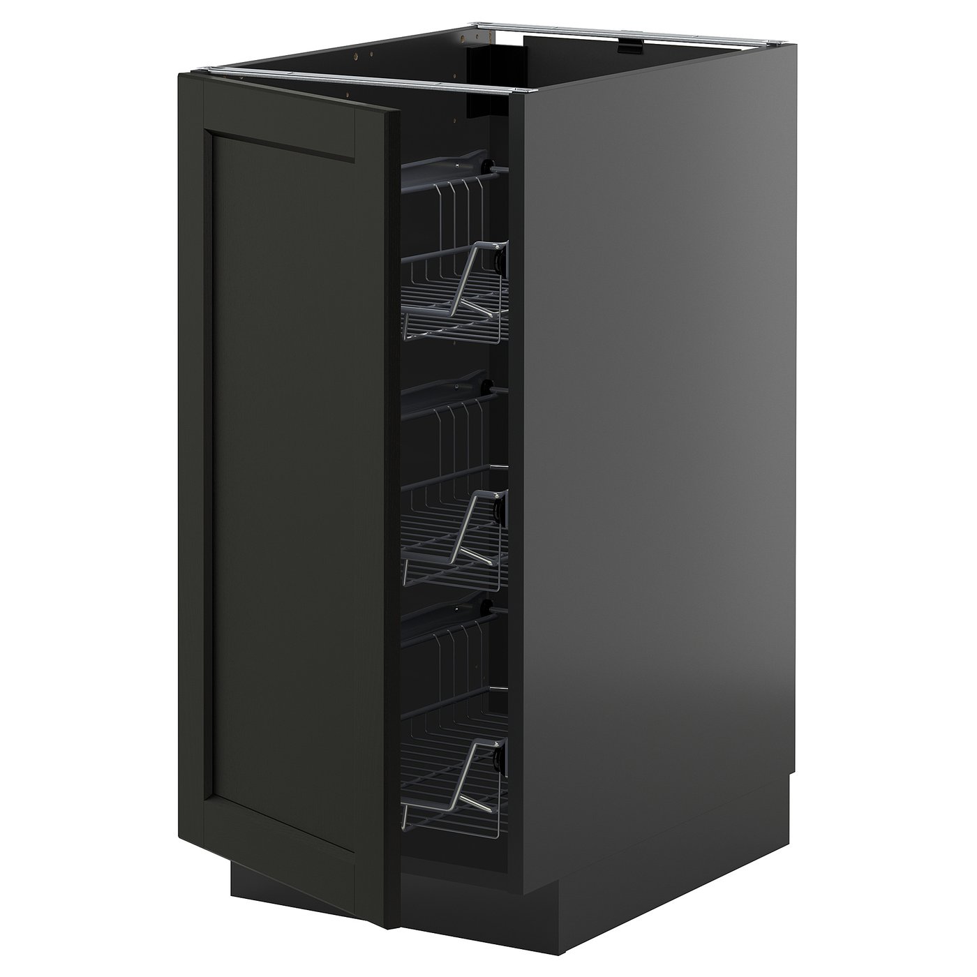 METOD base cabinet with wire baskets