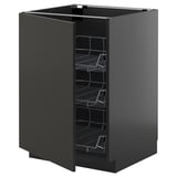 METOD Base cabinet with wire baskets, black-grey/Nickebo matt anthracite, 60x60 cm